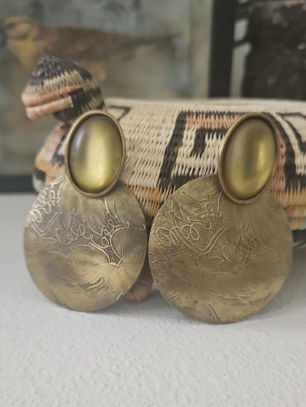Cabochon Posts Large Door Knocker Earrings 2